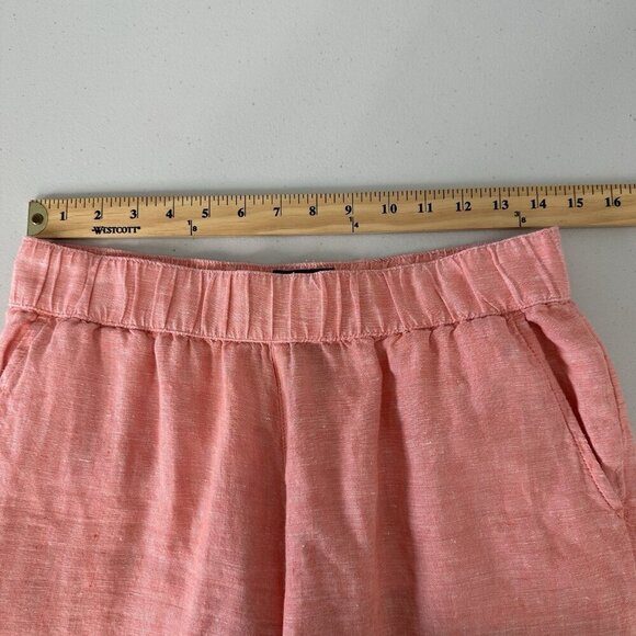 Rachel Roy Pull on Linen Pants Size M Orange Coral Pockets Cropped - Picture 6 of 10